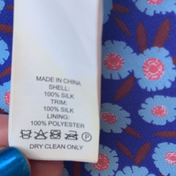 Kate Spade Tangier Floral Double Layer 100% Silk Mini Skirt Blue 8 - Picture 8 of 9